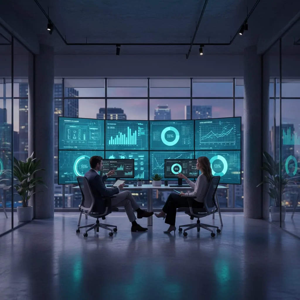 Operations team monitoring capacity and cost on a hybrid cloud dashboard